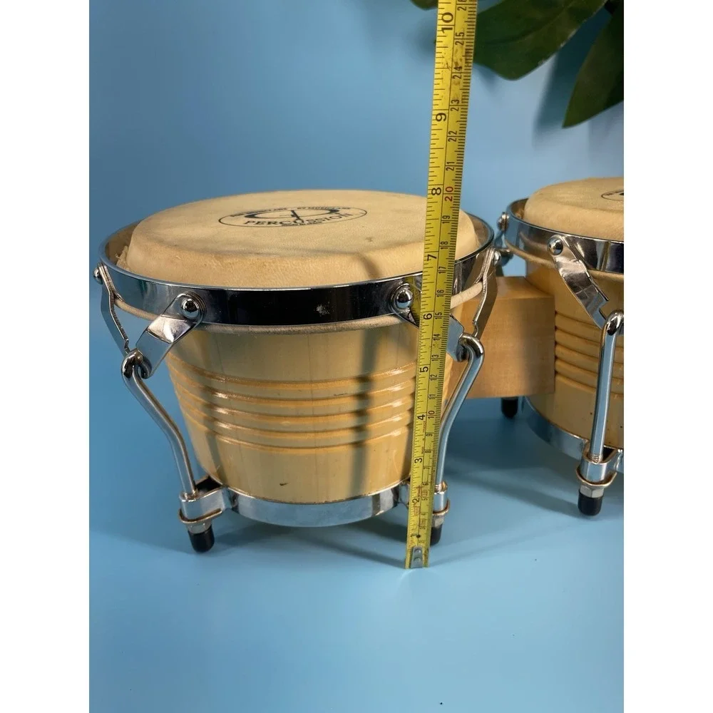 GP‎ Percussion Bongo Drums Set Wood Bongos Natural Heads As-Is